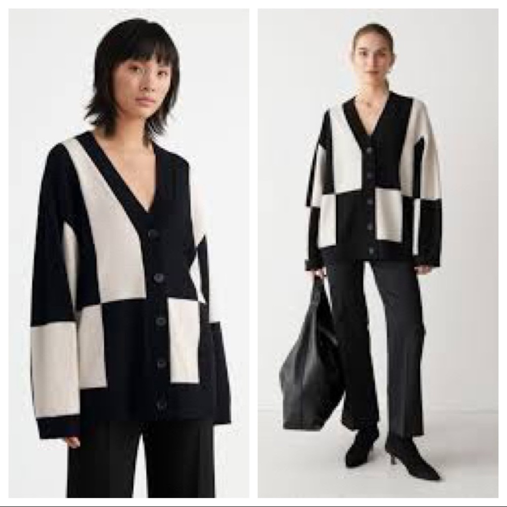 & Other Stories Oversized  Colorblock Cardigan Wool/Alpaca Sz S